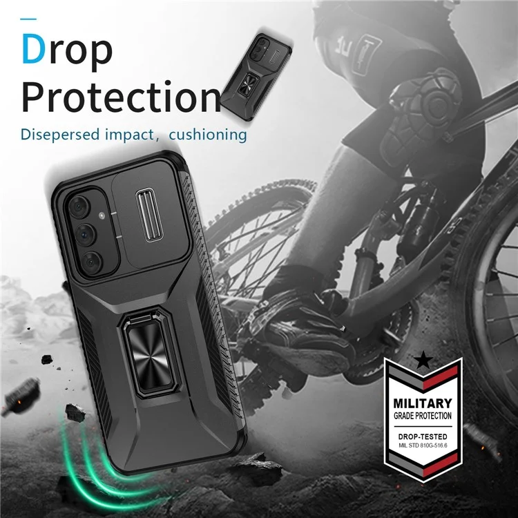 Funda para Samsung Galaxy A54 5G Slide Lens Protection Phone Kickstand Cover - Negro