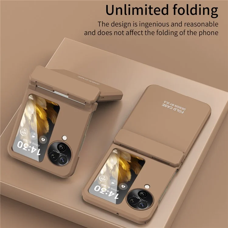 For Oppo Find N3 Flip 5G Case Anti-scratch Hard PC Phone Back Cover - Brown