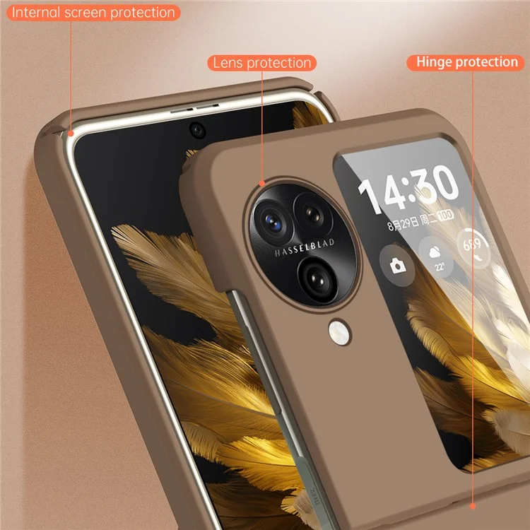 For Oppo Find N3 Flip 5G Case Anti-scratch Hard PC Phone Back Cover - Brown