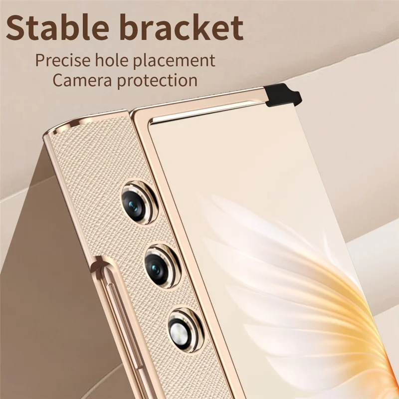 For Honor V Purse Case Kickstand Electroplating Folding Frame Phone Cover - Black