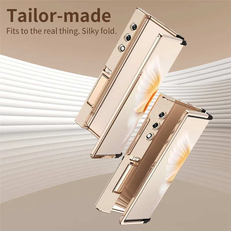 For Honor V Purse Case Kickstand Electroplating Folding Frame Phone Cover - Black