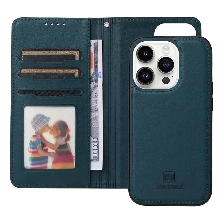 For iPhone 14 Pro Max Magnetic Case BETOPNICE Detachable PU Leather Phone Cover with Strap - Blue