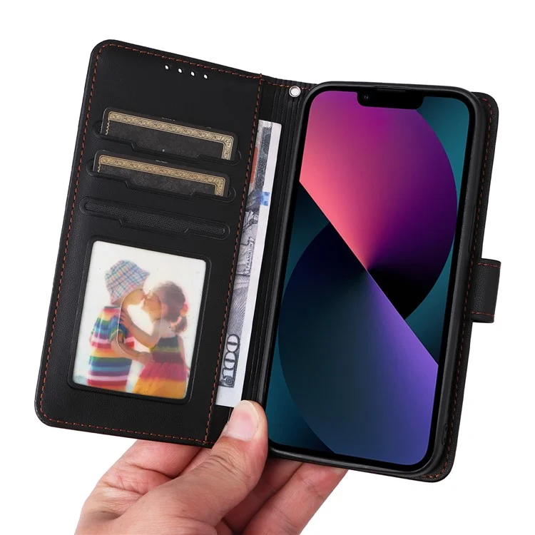 BETOPNICE 005 Coque pour iPhone 13 Étui détachable 2-en-1 en cuir avec porte-carte et dragenne - Noir