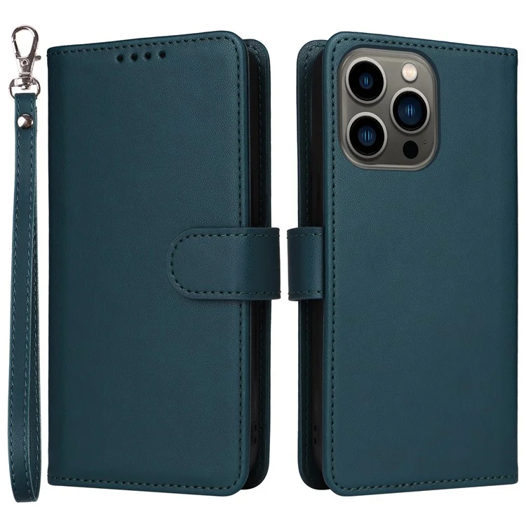 For iPhone 13 Pro Magnetic Case BETOPNICE Detachable PU Leather Phone Cover with Strap - Blue