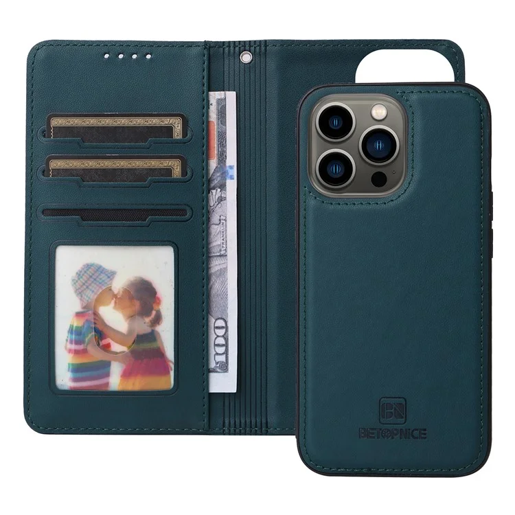 For iPhone 13 Pro Magnetic Case BETOPNICE Detachable PU Leather Phone Cover with Strap - Blue