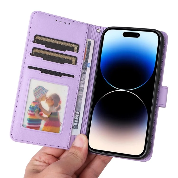 BETOPNICE 005 Capa Para iPhone 14 Pro Destacável 2 em 1 Folio de Couro PU Flip Shell - Roxo