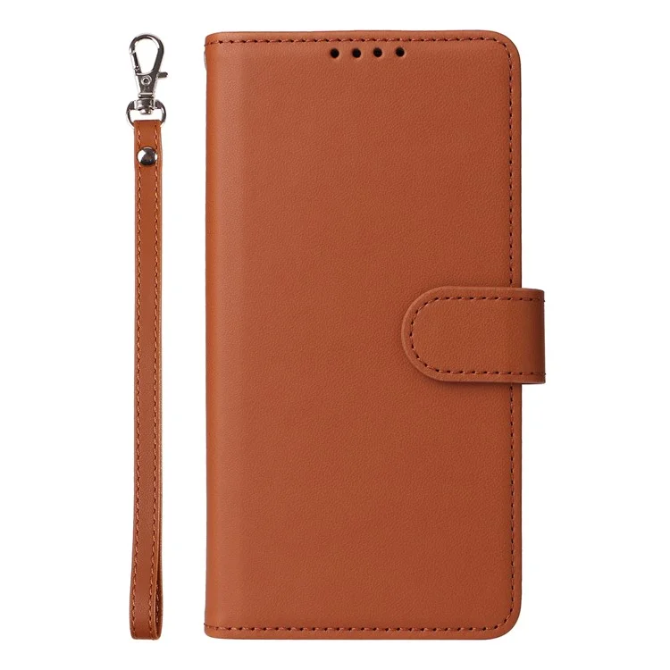 For iPhone 14 Plus Magnetic Case BETOPNICE Detachable PU Leather Phone Cover with Strap - Brown