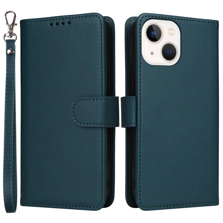 For iPhone 14 Magnetic Case BETOPNICE Detachable PU Leather Phone Cover with Strap - Blue
