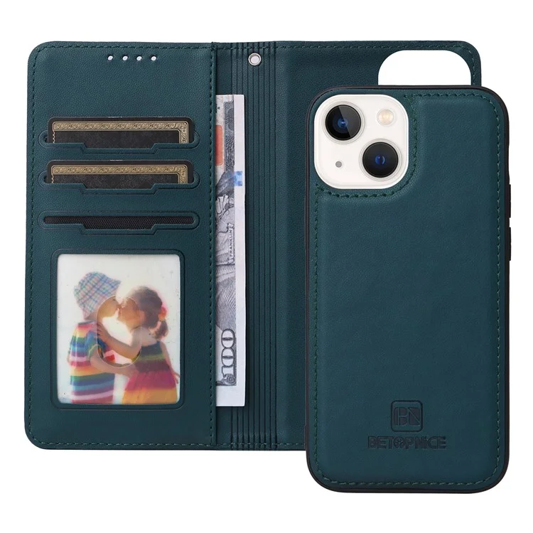 For iPhone 14 Magnetic Case BETOPNICE Detachable PU Leather Phone Cover with Strap - Blue