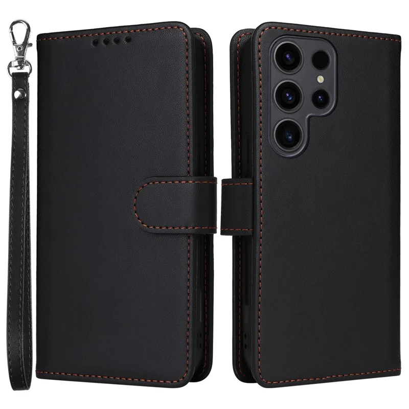 Für Samsung Galaxy S23 Ultra Magnetisches Case BETOPNICE Abnehmbare PU-Leder Handyhülle mit Strap - Schwarz