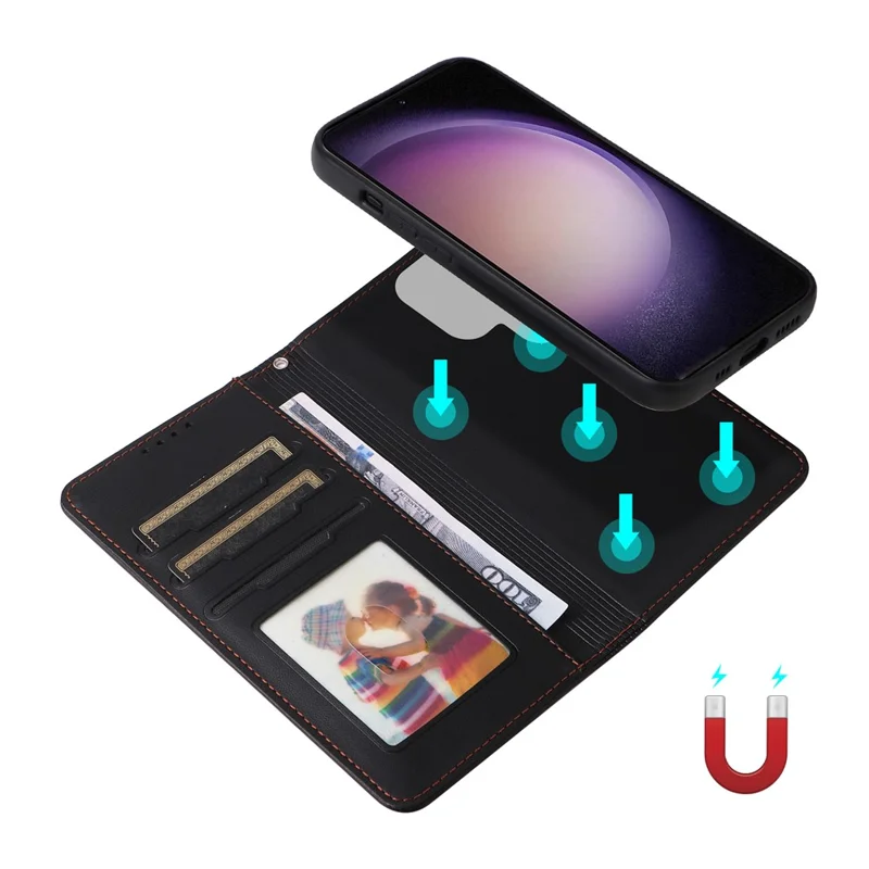 Für Samsung Galaxy S23 Ultra Magnetisches Case BETOPNICE Abnehmbare PU-Leder Handyhülle mit Strap - Schwarz