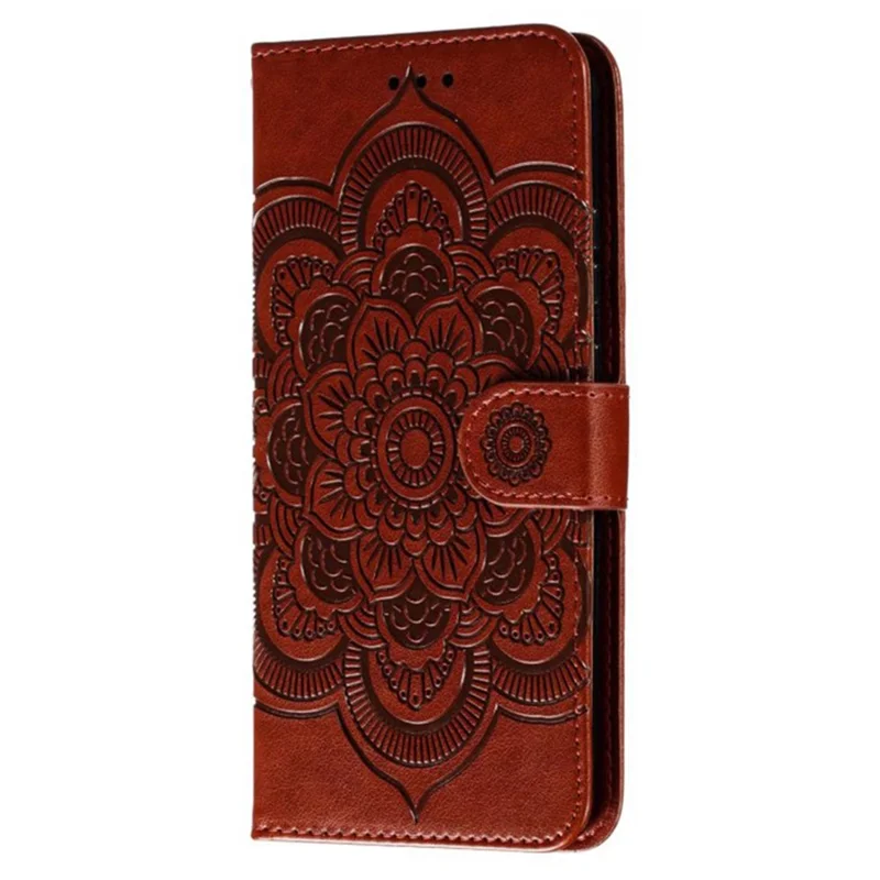 Per Samsung Galaxy A14 4G / 5G Case Stand Cover Imprinted PU Leather Phone Wallet - Marrone