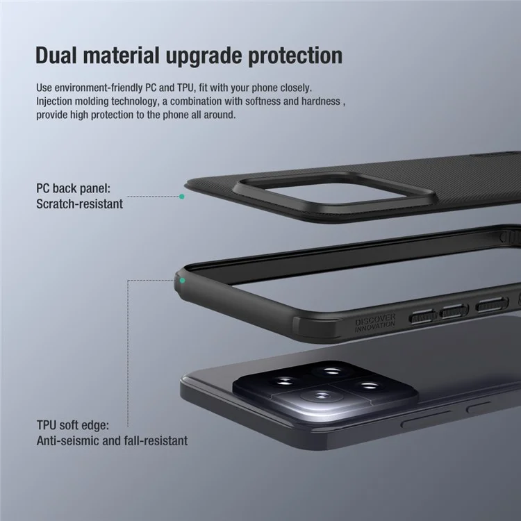 NILLKIN Super Frosted Shield Pro pour Xiaomi 14 PC+TPU Matte Cover Anti-Fingerprint Phone Case - Noir