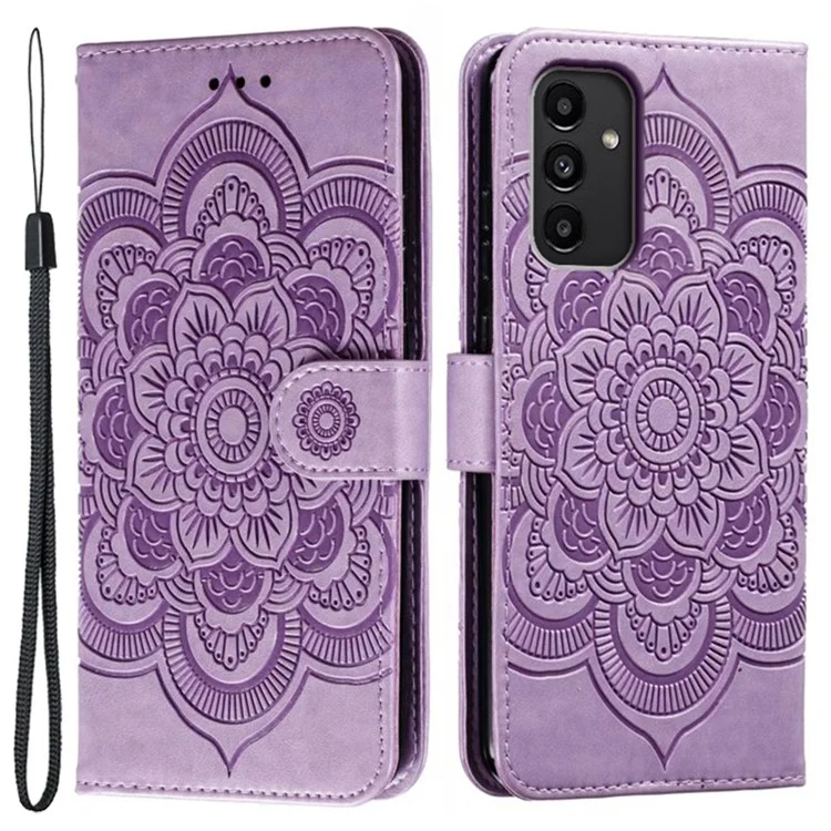 Чехол-книжка для Samsung Galaxy A24 4G (162,1 x 77,6 x 8,3 мм) из искусственной кожи с подставкой и защитной крышкой с рельефным узором - фиолетовый