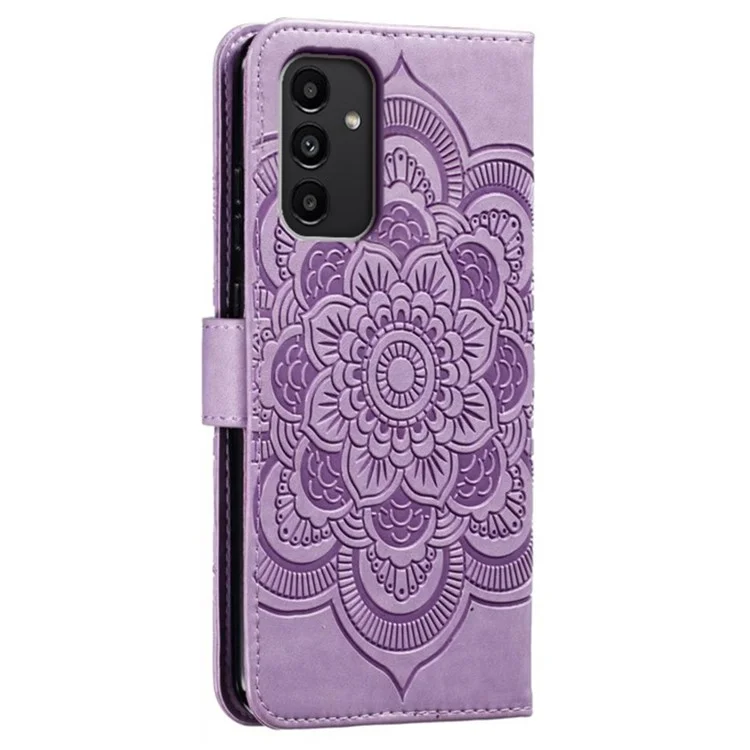 Чехол-книжка для Samsung Galaxy A24 4G (162,1 x 77,6 x 8,3 мм) из искусственной кожи с подставкой и защитной крышкой с рельефным узором - фиолетовый