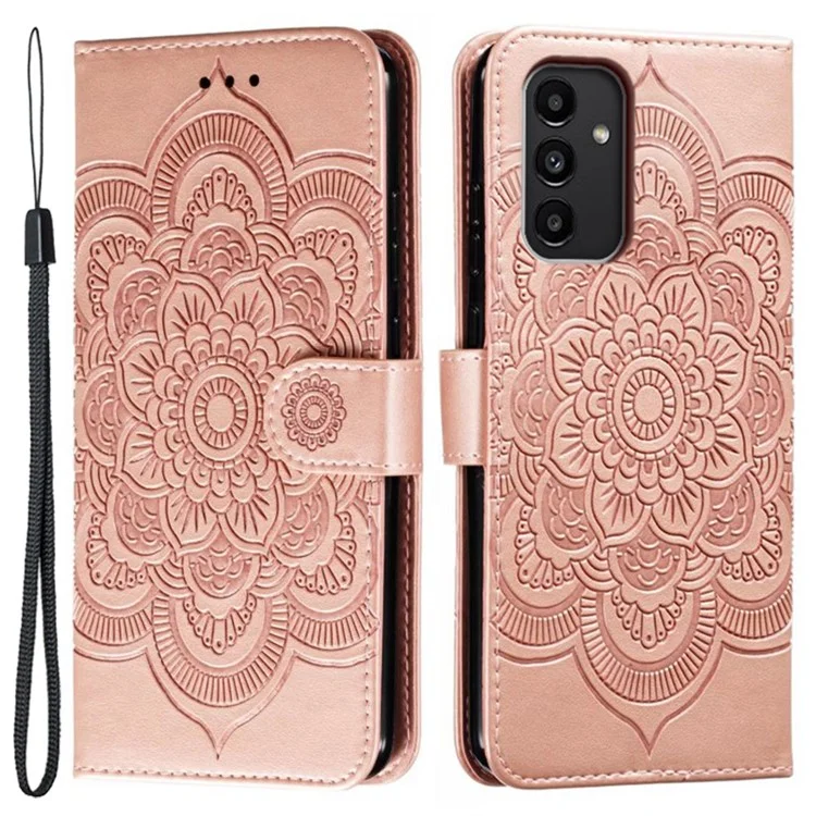 Para Samsung Galaxy A54 5G PU Leather Wallet Stand Phone Case Imprinting Phone Shell - Rose Gold