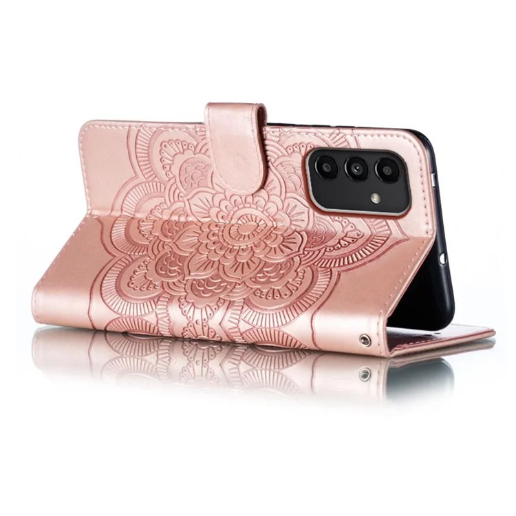 Para Samsung Galaxy A54 5G PU Leather Wallet Stand Phone Case Imprinting Phone Shell - Rose Gold