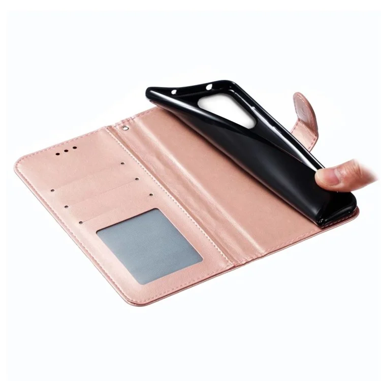 Para Samsung Galaxy A54 5G PU Leather Wallet Stand Phone Case Imprinting Phone Shell - Rose Gold