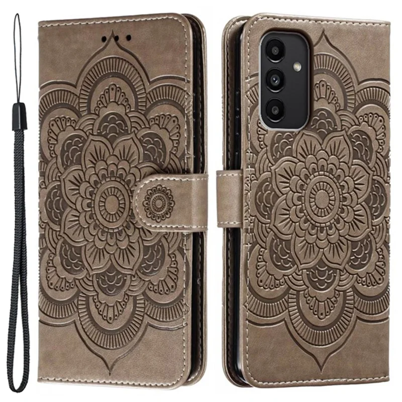 For Samsung Galaxy A54 5G PU Leather Wallet Stand Phone Case Imprinting Phone Shell - Grey