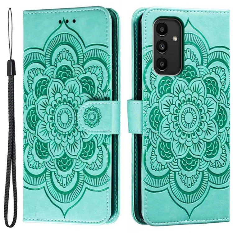 Phone Case for Samsung Galaxy A34 5G Stand Anti-drop Cover Imprinted PU Leather Wallet - Green