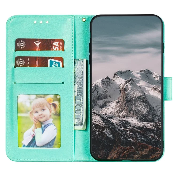 Phone Case for Samsung Galaxy A34 5G Stand Anti-drop Cover Imprinted PU Leather Wallet - Green