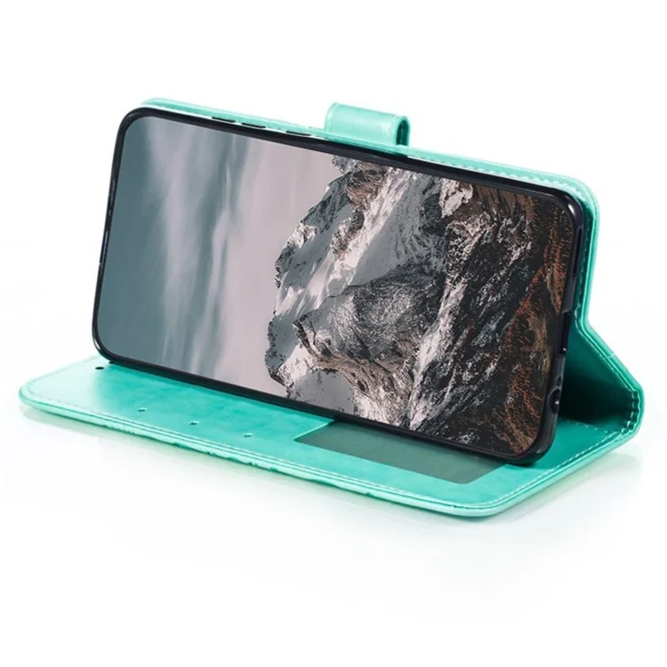Phone Case for Samsung Galaxy A34 5G Stand Anti-drop Cover Imprinted PU Leather Wallet - Green