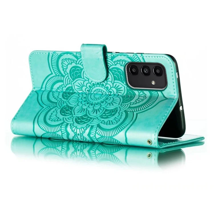 Phone Case for Samsung Galaxy A34 5G Stand Anti-drop Cover Imprinted PU Leather Wallet - Green