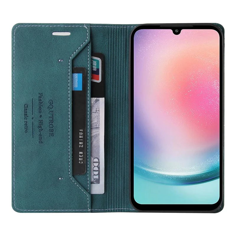 GQ.UTROBE 008 Series For Samsung Galaxy A24 4G (162.1 x 77.6 x 8.3mm) Case RFID Blocking PU Leather Phone Cover - Blue