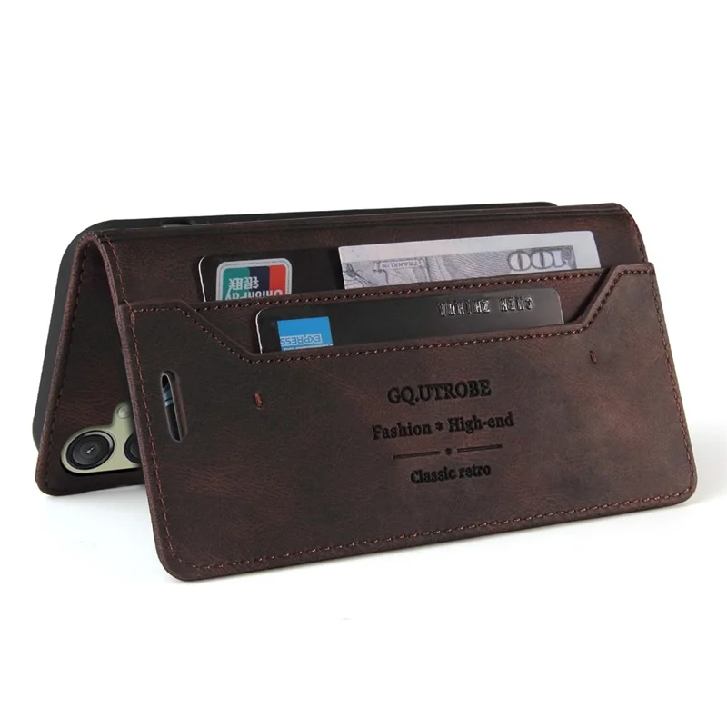 GQ.UTROBE 008 Series For Samsung Galaxy A24 4G (162.1 x 77.6 x 8.3mm) Case RFID Blocking PU Leather Phone Cover - Coffee