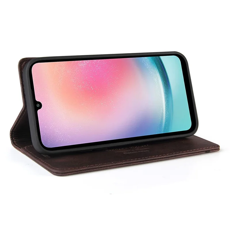 GQ.UTROBE 008 Series For Samsung Galaxy A24 4G (162.1 x 77.6 x 8.3mm) Case RFID Blocking PU Leather Phone Cover - Coffee