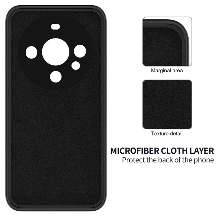 Para Huawei Mate 60 Pro Caixa Líquido de Silicone Shell Telefone Slim-Fit Capa de Telefone com Alça - Preto