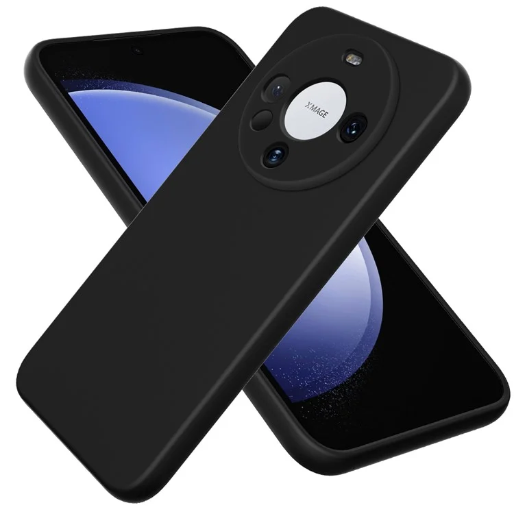 Phone Cover for Huawei Mate 60 Case Shockproof Liquid Silicone Cell Phone Shell with Strap - Black
