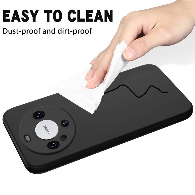 Phone Cover for Huawei Mate 60 Case Shockproof Liquid Silicone Cell Phone Shell with Strap - Black