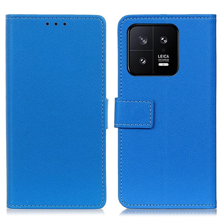 For Xiaomi 14 Case Book Style PU Leather Phone Cover Wallet Stand Shell - Blue