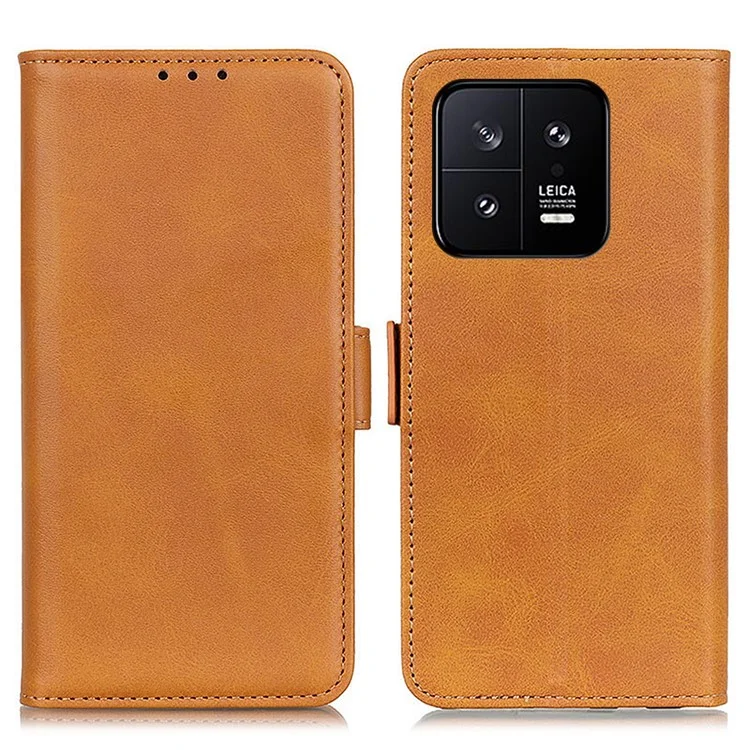 Pour Xiaomi 14 Case Support Pliable Couverture de Téléphone TPU +PU Cuir Portefeuille - Jaune