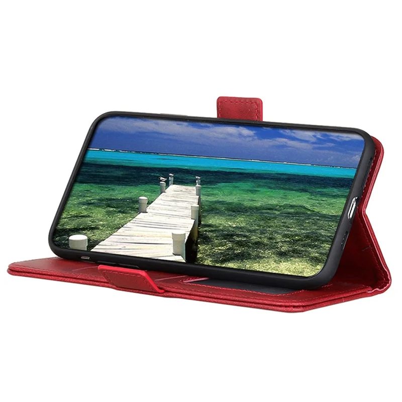 For Xiaomi 14 Case Foldable Stand Phone Cover TPU +PU Leather Wallet - Red