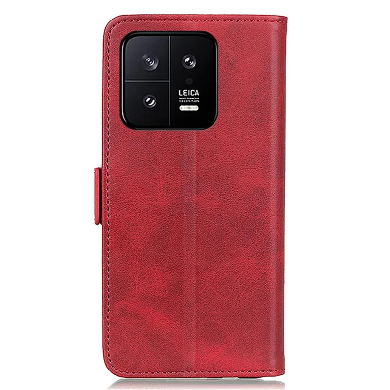 For Xiaomi 14 Case Foldable Stand Phone Cover TPU +PU Leather Wallet - Red