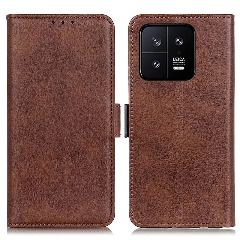 For Xiaomi 14 Case Foldable Stand Phone Cover TPU +PU Leather Wallet - Brown