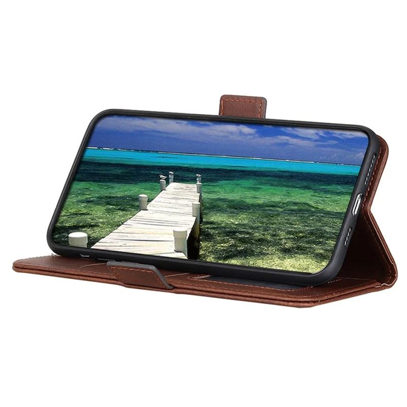 For Xiaomi 14 Case Foldable Stand Phone Cover TPU +PU Leather Wallet - Brown