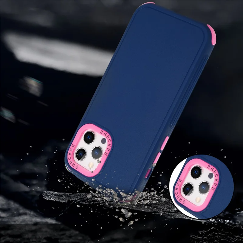 For  iPhone 15 Pro Max Phone Case 3-in-1 TPU + PC Anti-Drop Cover - Pink+Sky Blue