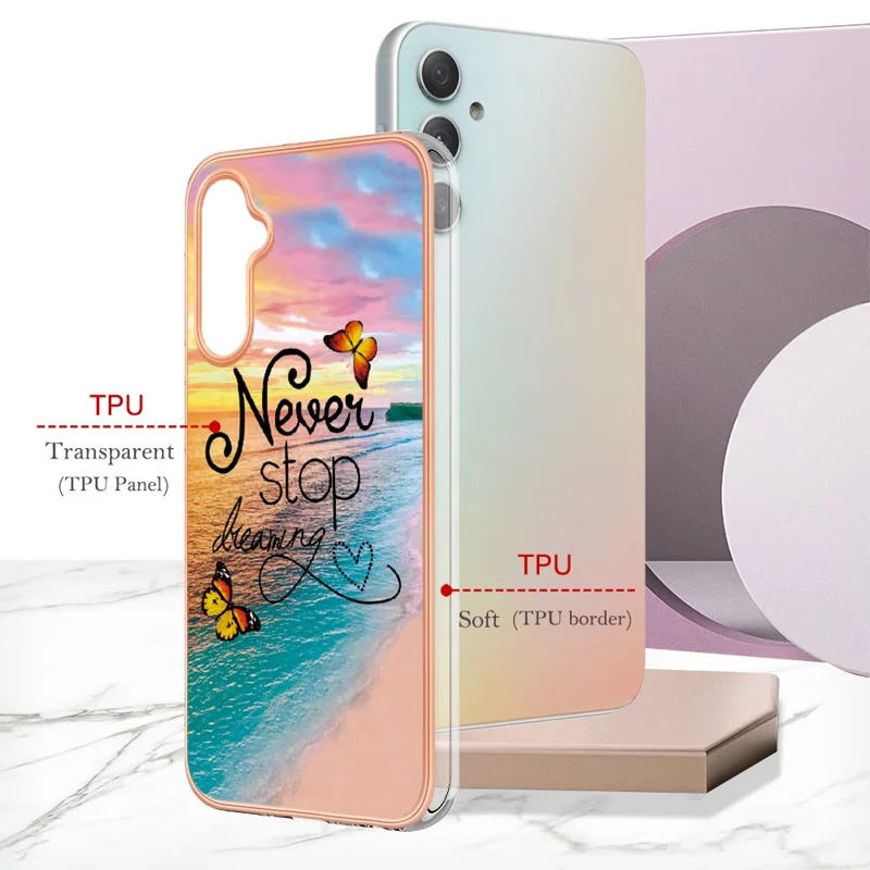 For Samsung Galaxy A25 5G (Global) (161.0 x 76.5 x 8.3mm) Case with IMD Marble Flower Pattern TPU Mobile Back Cover - Never Stop Dreaming