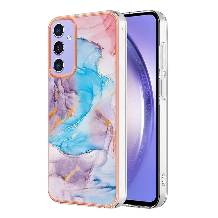 Caso YB IMD Series-1 para Samsung Galaxy A15 5G Padrão Plating Frame Design Phone Cover - Milky Way Marble Blue
