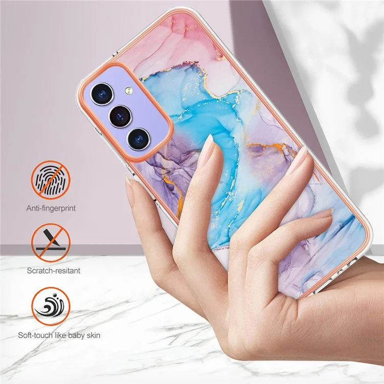 Caso YB IMD Series-1 para Samsung Galaxy A15 5G Padrão Plating Frame Design Phone Cover - Milky Way Marble Blue