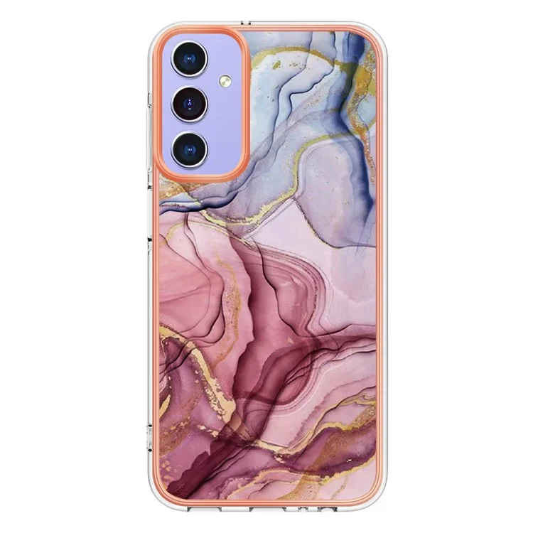 YB IMD Series-16 Style-E Für Samsung Galaxy A15 5G Hülle Plating Marble Pattern Phone Cover - Rose Gold