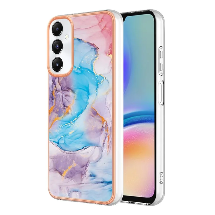 For Samsung Galaxy A05s 4G Case with IMD Marble Flower Pattern TPU Mobile Back Cover - Milky Way Marble Blue