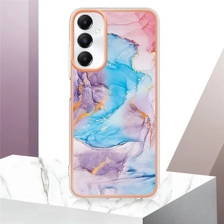 For Samsung Galaxy A05s 4G Case with IMD Marble Flower Pattern TPU Mobile Back Cover - Milky Way Marble Blue