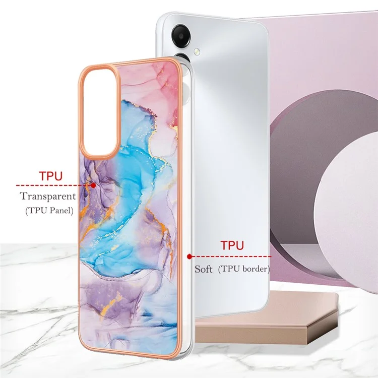 For Samsung Galaxy A05s 4G Case with IMD Marble Flower Pattern TPU Mobile Back Cover - Milky Way Marble Blue