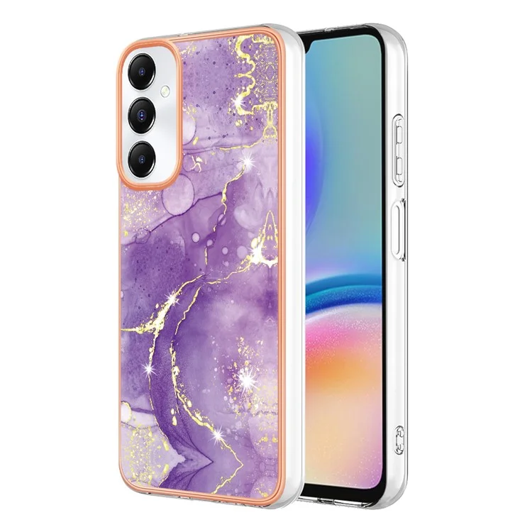 For Samsung Galaxy A05s 4G TPU Case with IMD Marble Pattern Electroplated Back Cover - Purple 002