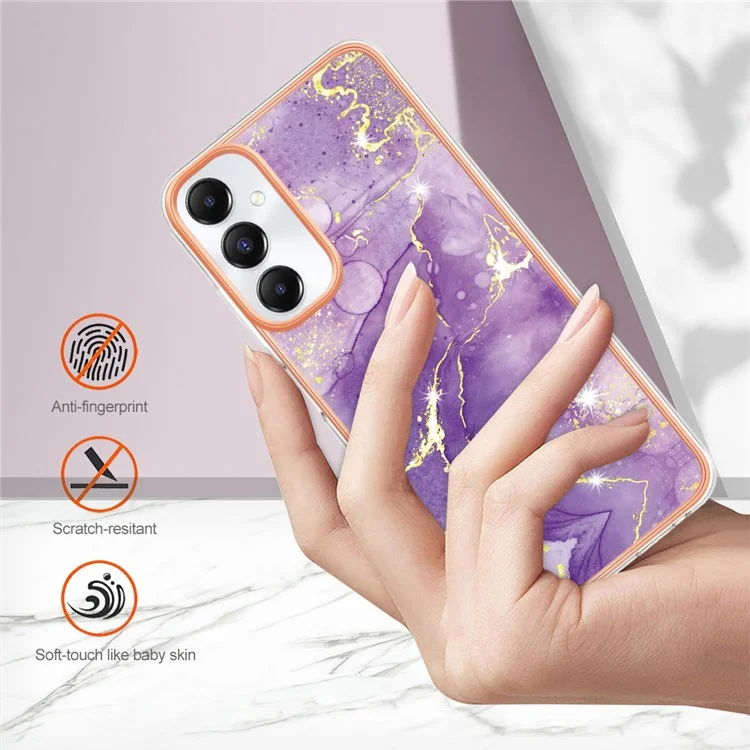 For Samsung Galaxy A05s 4G TPU Case with IMD Marble Pattern Electroplated Back Cover - Purple 002