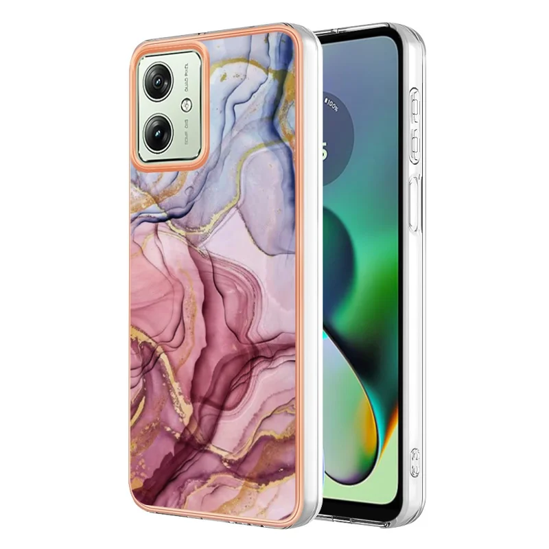 YB IMD Series-16 Style-E per Motorola Moto G54 5G Case Marble Electroplated Design 2.0mm TPU Cover - Rose Gold